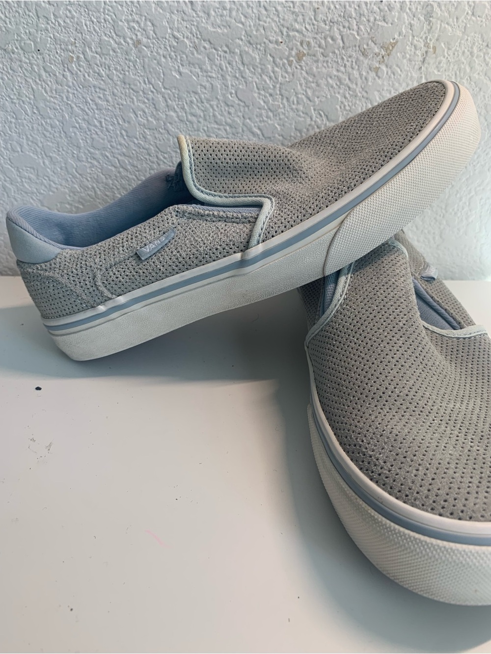 Vans Perforated Mesh Slip-On Sneakers - Light Gray
